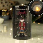 Personalised Christmas Nutcracker Design Smoked Glass LED Pillar Candle - Image 3