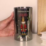 Personalised Christmas Nutcracker Design Smoked Glass LED Pillar Candle - Image 4