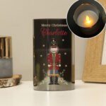 Personalised Christmas Nutcracker Design Smoked Glass LED Pillar Candle - Image 5