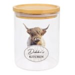 Personalised Highland Cow Design Glass Storage Jar with Bamboo Lid - Image 5