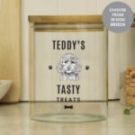 Personalised Dog Breed Design Glass Treats Jar with Bamboo Lid - Image 3