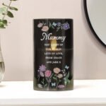 Personalised Wild Flowers Design Smoked Glass LED Pillar Candle - Image 4