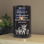 Personalised Highland Cow Design Frosted Glass LED Light-Up Pillar Candle - Image 4