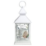 Personalised Botanical Design Memorial Photo Upload Rustic White Plastic Light-up Lantern - Image 5