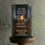 Personalised 'Life & Love Remembered' Memorial Smoked Glass LED Pillar Candle