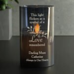 Personalised 'Life & Love Remembered' Memorial Smoked Glass LED Pillar Candle - Image 6