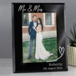 Personalised Any Message Heart Motif 5×7 Portrait Black Glass Photo Frame - Image 3