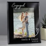 Personalised Any Message Heart Motif 5×7 Portrait Black Glass Photo Frame - Image 4
