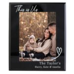 Personalised Any Message Heart Motif 5×7 Portrait Black Glass Photo Frame - Image 5