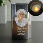 Personalised Any Occasion Photo Upload Smoked Glass LED Pillar Candle - Image 10
