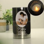 Personalised Any Occasion Photo Upload Smoked Glass LED Pillar Candle - Image 12