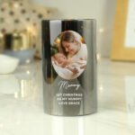 Personalised Any Occasion Photo Upload Smoked Glass LED Pillar Candle
