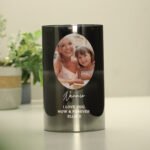 Personalised Any Occasion Photo Upload Smoked Glass LED Pillar Candle - Image 3