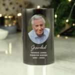Personalised Any Occasion Photo Upload Smoked Glass LED Pillar Candle - Image 5