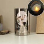 Personalised Any Occasion Photo Upload Smoked Glass LED Pillar Candle - Image 6