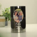 Personalised Any Occasion Photo Upload Smoked Glass LED Pillar Candle - Image 9