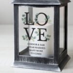 Personalised 'LOVE' Botanical Design Rustic Black Plastic Light-up Lantern - Image 2