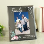 Personalised Floral Design Diamante 4×6 Portrait Mirrored Glass Photo Frame