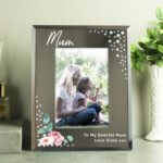 Personalised Floral Design Diamante 4×6 Portrait Mirrored Glass Photo Frame - Image 3