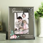 Personalised Floral Design Diamante 4×6 Portrait Mirrored Glass Photo Frame - Image 4