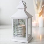 Personalised Botanical Wedding Rustic White Plastic Light-up Lantern