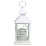Personalised Botanical Wedding Rustic White Plastic Light-up Lantern - Image 5