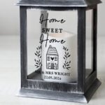 Personalised 'Home Sweet Home' Rustic Black Plastic Light-up Lantern - Image 2