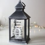 Personalised 'Home Sweet Home' Rustic Black Plastic Light-up Lantern - Image 4