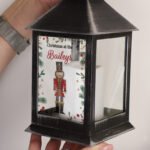 Personalised Christmas Nutcracker Design Rustic Black Plastic Light-up Lantern - Image 2