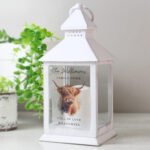 Personalised Highland Cow Motif Rustic White Plastic Light-up Lantern - Image 4