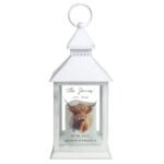 Personalised Highland Cow Motif Rustic White Plastic Light-up Lantern - Image 5
