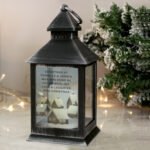 Personalised Christmas Town Design Rustic Black Plastic Light-up Lantern - Image 4