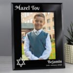 Personalised Bar & Bat Mitzvah 5x7 Portrait Black Glass Photo Frame
