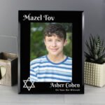 Personalised Bar & Bat Mitzvah 5x7 Portrait Black Glass Photo Frame - Image 2
