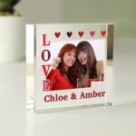 Personalised 'LOVE' Hearts Design Photo Upload Crystal Glass Token - Image 2