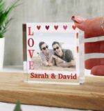Personalised 'LOVE' Hearts Design Photo Upload Crystal Glass Token - Image 3