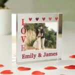 Personalised 'LOVE' Hearts Design Photo Upload Crystal Glass Token - Image 4