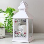 Personalised Wild Flowers Design Rustic White Plastic Light-up Lantern