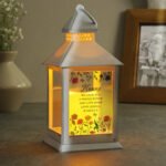 Personalised Wild Flowers Design Rustic White Plastic Light-up Lantern - Image 2