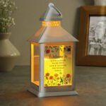 Personalised Wild Flowers Design Rustic White Plastic Light-up Lantern - Image 4