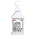 Personalised Wild Flowers Design Rustic White Plastic Light-up Lantern - Image 5
