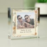 Personalised Wild Flowers Design Photo Upload Crystal Glass Token