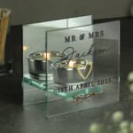 Personalised Heart Motif Wedding Mirrored Glass Tea Light Candle Holder - Image 4