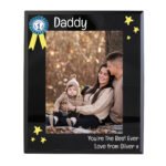 Personalised 'No.1' Rosette Emblem 5x7 Portrait Black Glass Photo Frame - Image 4