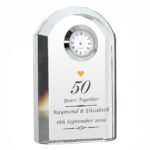 Personalised ’50 Years Together’ Golden Anniversary Gold Heart Motif Crystal Mantel Clock - Image 2