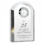 Personalised '25 Years Together' Anniversary Silver Heart Motif Crystal Glass Mantel Clock - Image 2