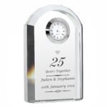 Personalised '25 Years Together' Anniversary Silver Heart Motif Crystal Mantel Clock - Image 2