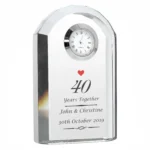 Personalised ’40 Years Together’ Ruby Anniversary Red Heart Motif Crystal Glass Mantel Clock - Image 2