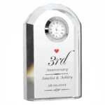 Personalised Any Message Red Heart Motif Crystal Glass Mantel Clock - Image 4