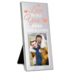 Personalised 'Love is All You Need' Small 2×3 Portrait Silver Aluminium Photo Frame - Image 4